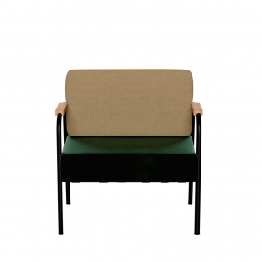 Fauteuil Barnabé - bicolore Dossier Feutrine Champagne & Assise Velours Vert - Pieds Noirs