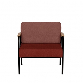 Fauteuil Barnabé - bicolore Dossier Feutrine Terracotta & Assise Velours Bordeaux - Pieds Noirs