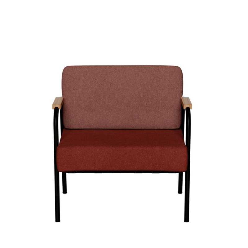 Fauteuil Barnabé - bicolore Feutrine Terracotta & Bordeaux Pieds Noirs