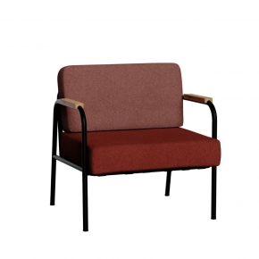 Fauteuil Barnabé - bicolore Dossier Feutrine Terracotta & Assise Velours Bordeaux - Pieds Noirs