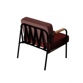 Fauteuil Barnabé - bicolore Feutrine Terracotta & Bordeaux Pieds Noirs