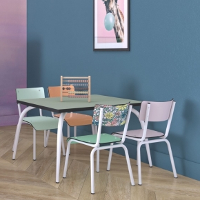 Chaise d’écolier Enfant Little Suzie – Imprimé Happy Pieds Blancs