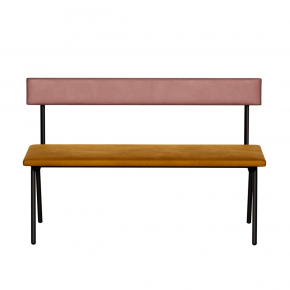 NEW - Banc Anita – Dossier Velours Bois De Rose et Assise Ocre - Pieds Noirs