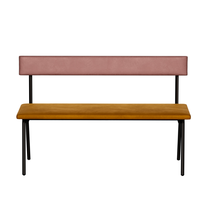 NEW - Banc Anita – Dossier Velours Bois De Rose et Assise Ocre - Pieds Noirs
