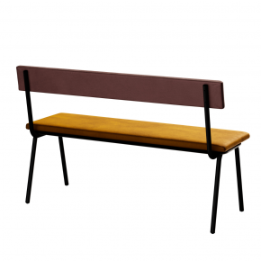 NEW - Banc Anita – Dossier Velours Bois De Rose et Assise Ocre - Pieds Noirs