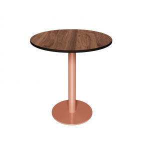 Table Ronde Léon – Stratifié Bois Foncé - Pied central Terracotta