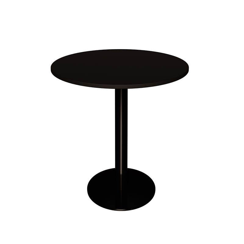 Table Ronde Léon – Stratifié Uni Noir - Pied central Noir