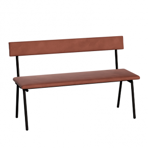 Banc Anita – Dossier et Assise Velours Bois De Rose - Pieds Noirs