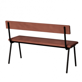 Banc Anita – Dossier et Assise Velours Bois De Rose - Pieds Noirs