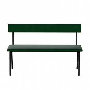 Banc Anita – Dossier et Assise Velours Vert Colibri - Pieds Noirs