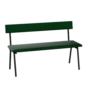 Banc Anita – Dossier et Assise Velours Vert Colibri - Pieds Noirs