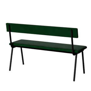 Banc Anita – Dossier et Assise Velours Vert Colibri - Pieds Noirs