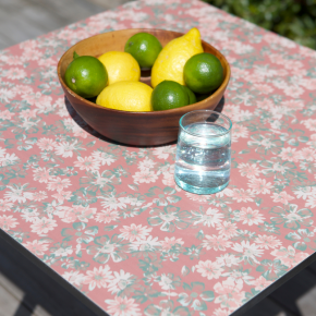Table de jardin Sun – Imprimé Fleurs d’Automne - Pieds Terracotta - 65x65