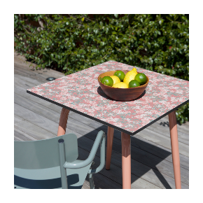 Table de jardin Sun – Imprimé Fleurs d’Automne - Pieds Terracotta - 65x65
