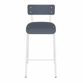 Chaise de bar Suzie 65cm – uni Dossier & Assise Gris Bleu - Pieds Blancs