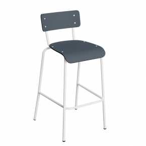 Chaise de bar Suzie 65cm – uni Dossier & Assise Gris Bleu - Pieds Blancs