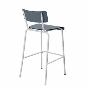 Chaise de bar Suzie 65cm – uni Dossier & Assise Gris Bleu - Pieds Blancs