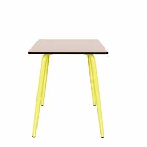 Table de jardin Sun – Uni Rose - Pieds Jaune Citron - 65x65