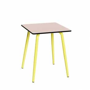 Table de jardin Sun – Uni Rose - Pieds Jaune Citron - 65x65