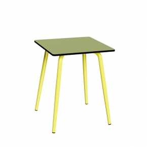 Table de jardin Sun – Uni Vert Tilleul - Pieds Jaune Citron - 65x65