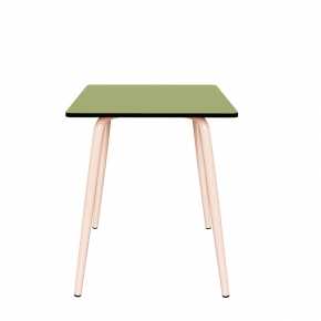 Table de jardin Sun – Uni Vert Tilleul - Pieds Rose Poudré - 65x65