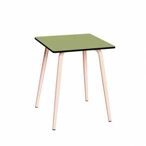 Table de jardin Sun – Uni Vert Tilleul - Pieds Rose Poudré - 65x65