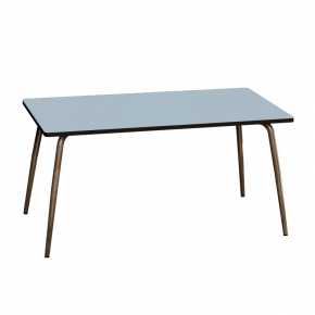Table Retro Véra Rectangulaire 160x80 - Stratifié uni Bleu Ciel - Pieds Bruts