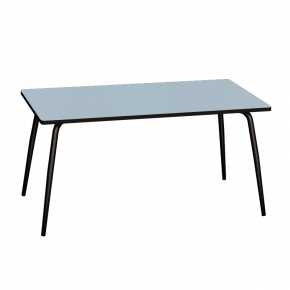 Table Retro Véra Rectangulaire 160x80 - Stratifié uni Bleu Ciel - Pieds Noirs