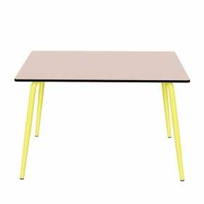 Table de jardin Sun – Uni Rose - Pieds Jaune Fluo - 120x80