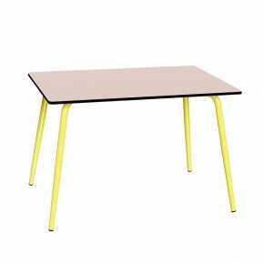Table de jardin Sun – Uni Rose - Pieds Jaune Fluo - 120x80