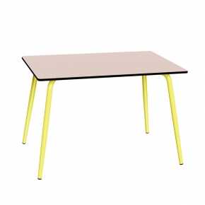 Table de jardin Sun – Uni Rose - Pieds Jaune Citron - 120x80