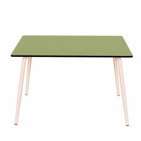 Table de jardin Sun – Uni Vert Tilleul - Pieds Rose Poudré - 120x80