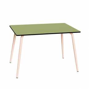 Table de jardin Sun – Uni Vert Tilleul - Pieds Rose Poudré - 120x80