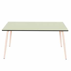 Table de Jardin Sun – Uni Menthe - Pieds Rose Poudré – 160×90