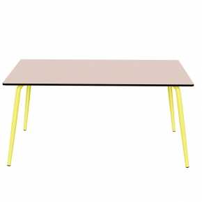 Table de Jardin Sun – Uni Rose - Pieds Jaune Citron – 160×90