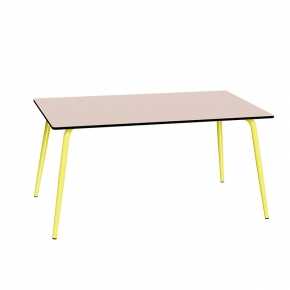 Table de Jardin Sun – Uni Rose - Pieds Jaune Citron – 160×90