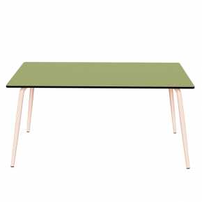 Table de Jardin Sun – Uni Vert Tilleul - Pieds Rose Poudré – 160×90