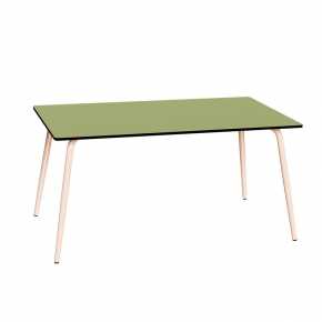 Table de Jardin Sun – Uni Vert Tilleul - Pieds Rose Poudré – 160×90