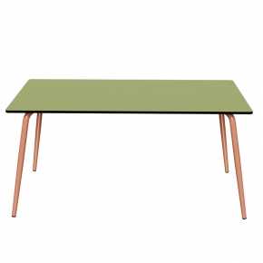 Table de Jardin Sun – Uni Vert Tilleul - Pieds Terracotta – 160×90