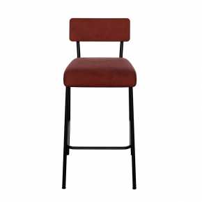 Chaise de Bar Suzie 65cm – Velours Dossier & Assise Bordeaux - Pieds Noirs