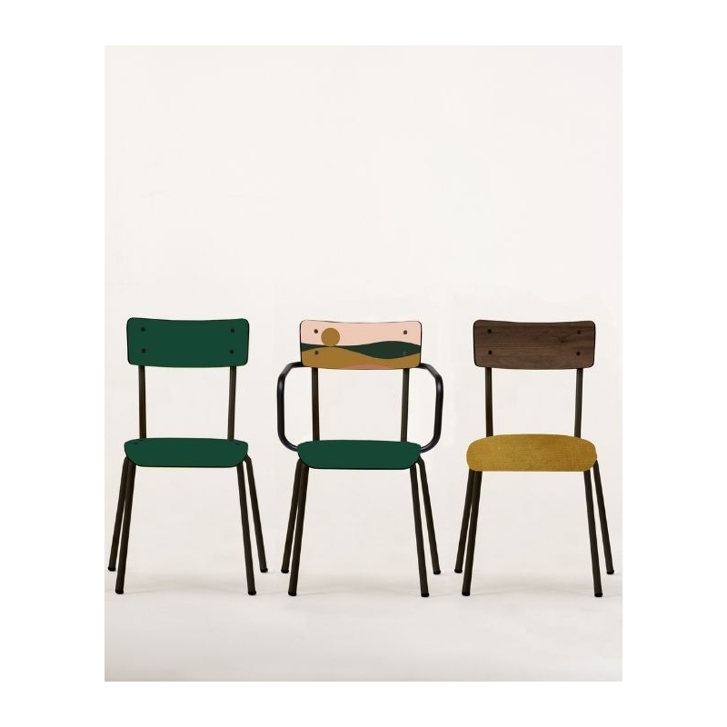 Chaise d’écolier Adulte Suzie – uni Vert Forêt Pieds Noirs