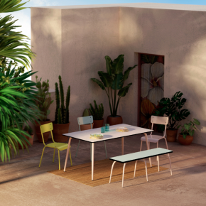 Table de jardin Sun – Uni Rose - Pieds Jaune Citron - 65x65