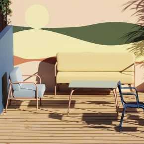 Table Basse Sun – Uni Menthe - Pieds Terracotta
