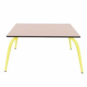 Table Basse Sun – Uni Rose Poudré - Pieds Jaune Citron