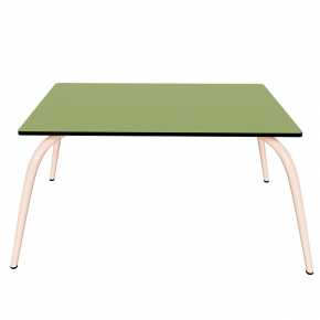 Table Basse Sun – Uni Vert Tilleul - Pieds Rose Poudré