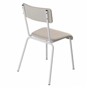 Chaise d’écolier Adulte Suzie – Dossier & Assise Velours Écru - Pieds Blancs