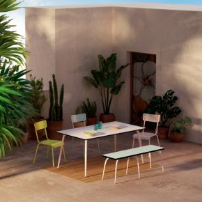 Table de Jardin Sun – Uni Menthe - Pieds Jaune Citron –  65×65