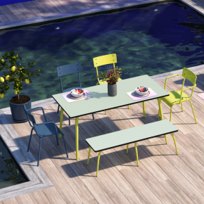 Table de Jardin Sun – Uni Menthe - Pieds Kaki –  65×65