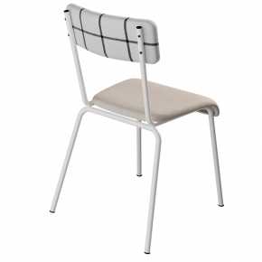 Chaise d’écolier Adulte Suzie Dossier Coton Carreaux & Assise Velours Écru - Pieds Blancs