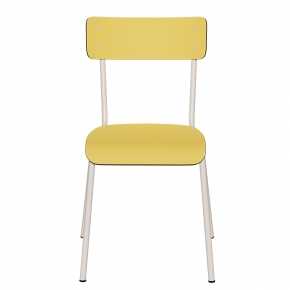 Chaise d’écolier Adulte Suzie Stratifié Dossier & Assise uni Jaune Citron - Pieds Blancs